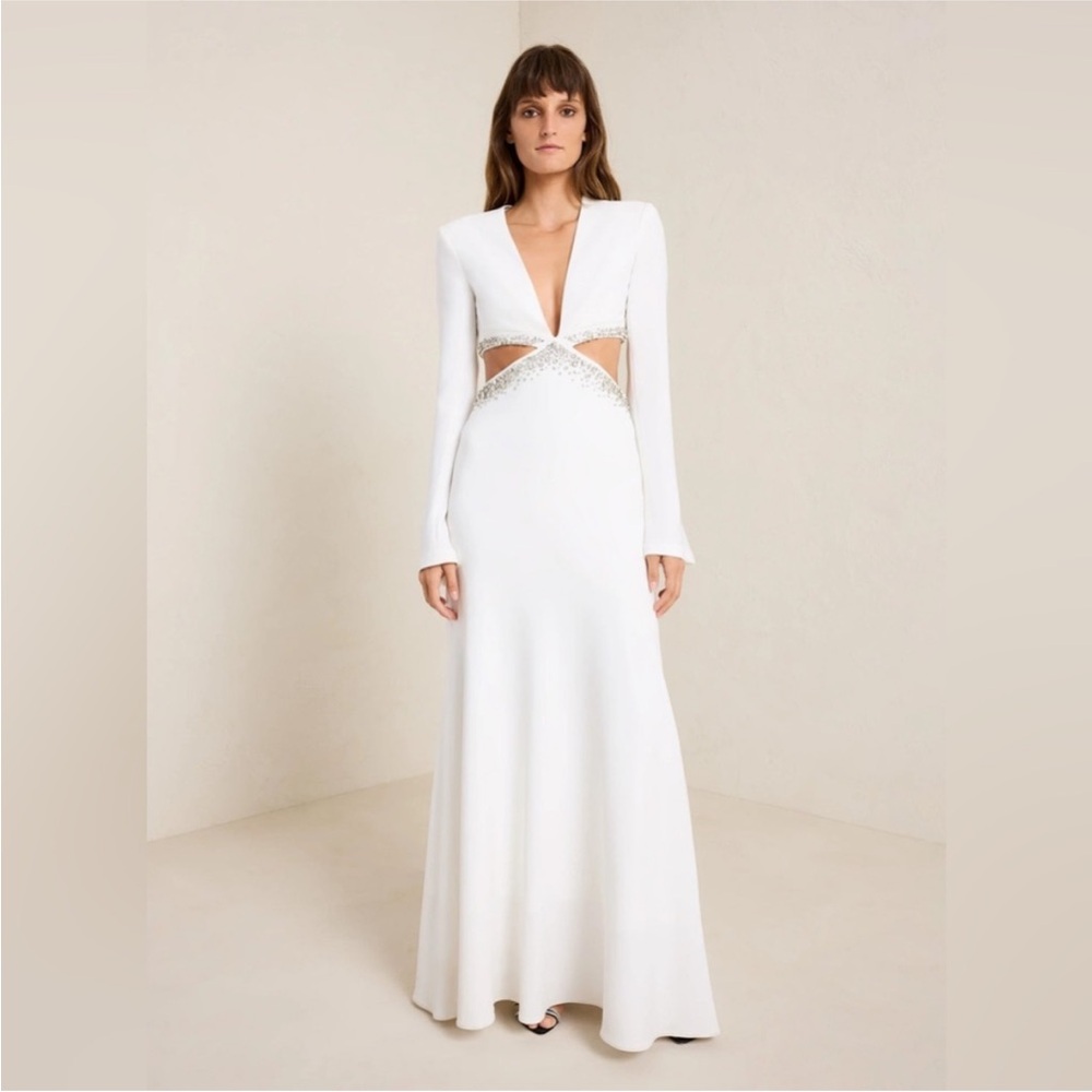 A.L.C. Women's White Trina Embellished Cut-Out Gown Dress Size 2